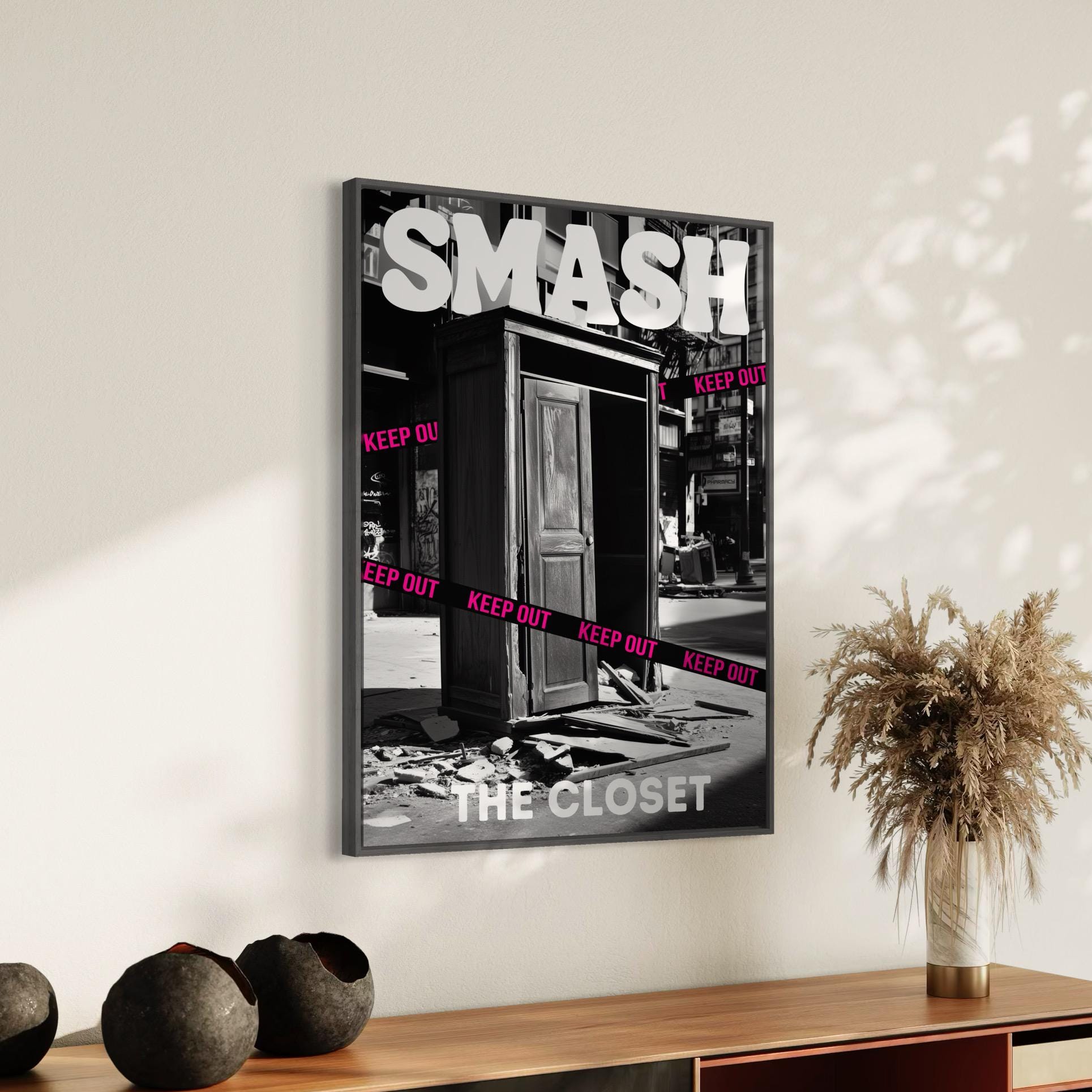 Smash the Closet Queer Empowerment Poster, LGBTQ+ Pride Art, Bold Pride Wall Decor