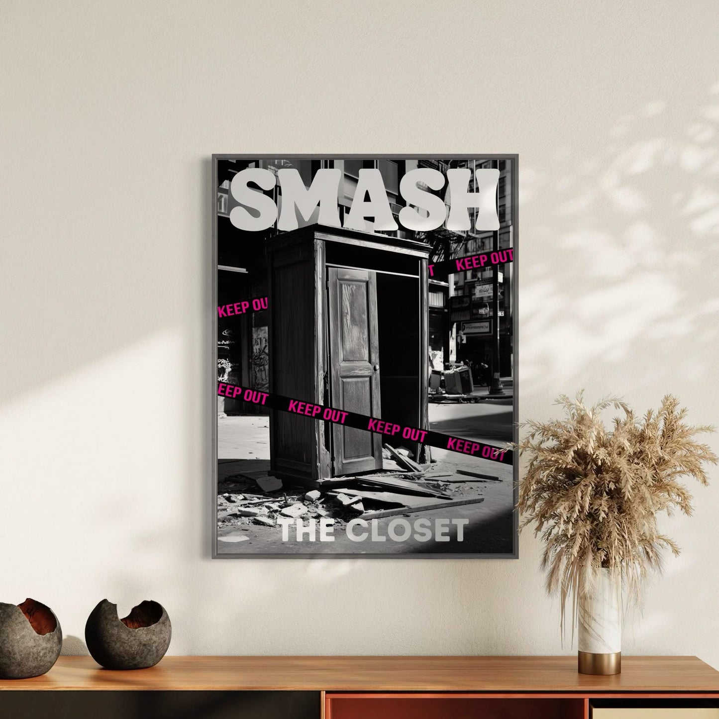 Smash the Closet Queer Empowerment Poster, LGBTQ+ Pride Art, Bold Pride Wall Decor