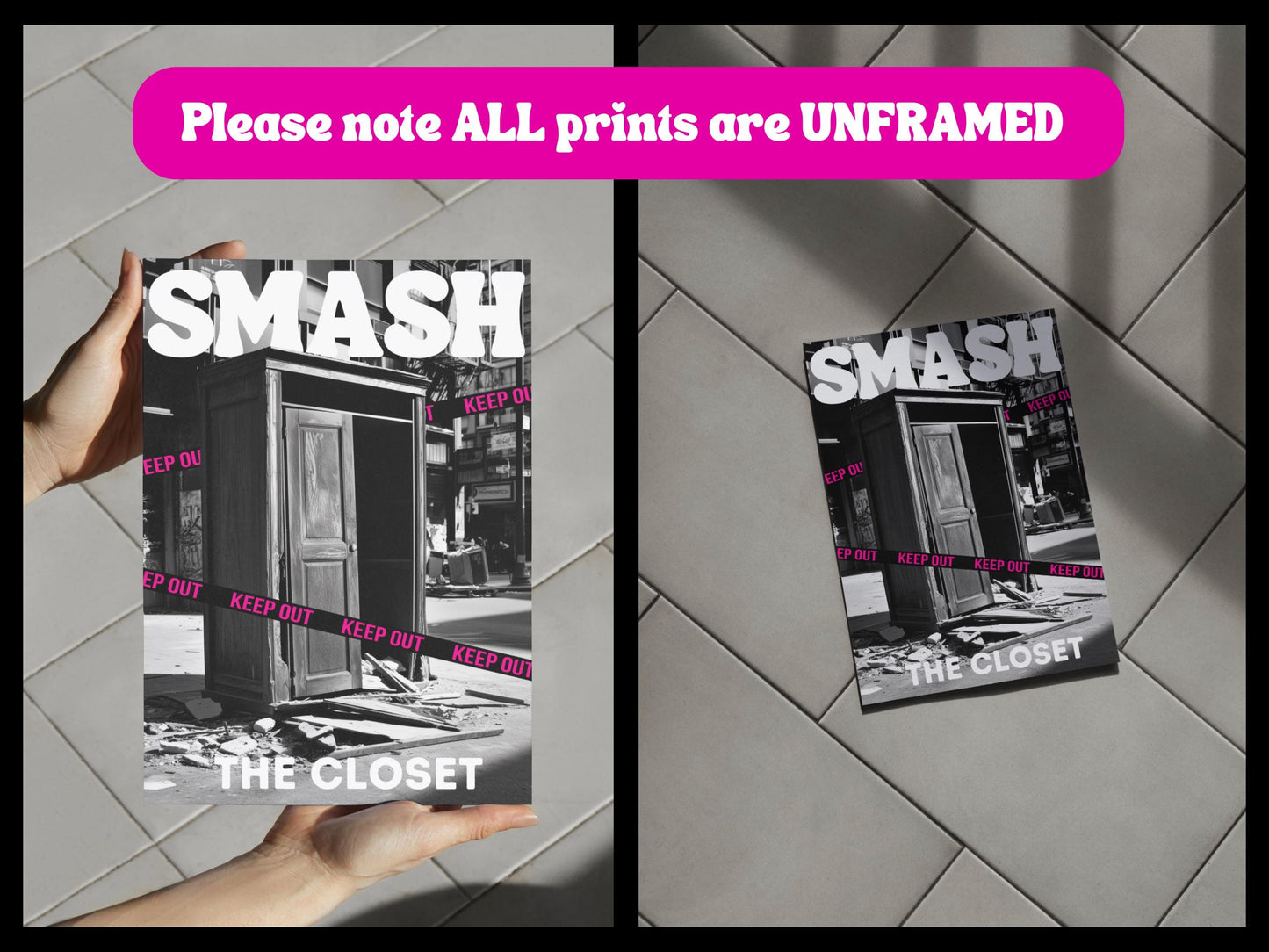 Smash the Closet Queer Empowerment Poster, LGBTQ+ Pride Art, Bold Pride Wall Decor