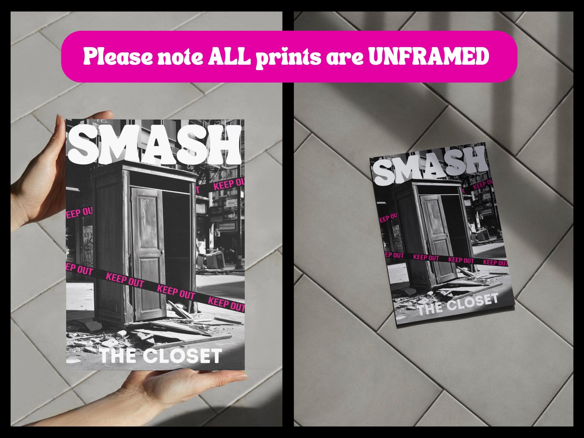 Smash the Closet Queer Empowerment Poster, LGBTQ+ Pride Art, Bold Pride Wall Decor