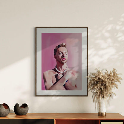Pearl Power – Queer Oil Painting Print | LGBTQ+ Art | Elegant Gay Wall Art | Baroque Aesthetic | 200gsm Unframed Print