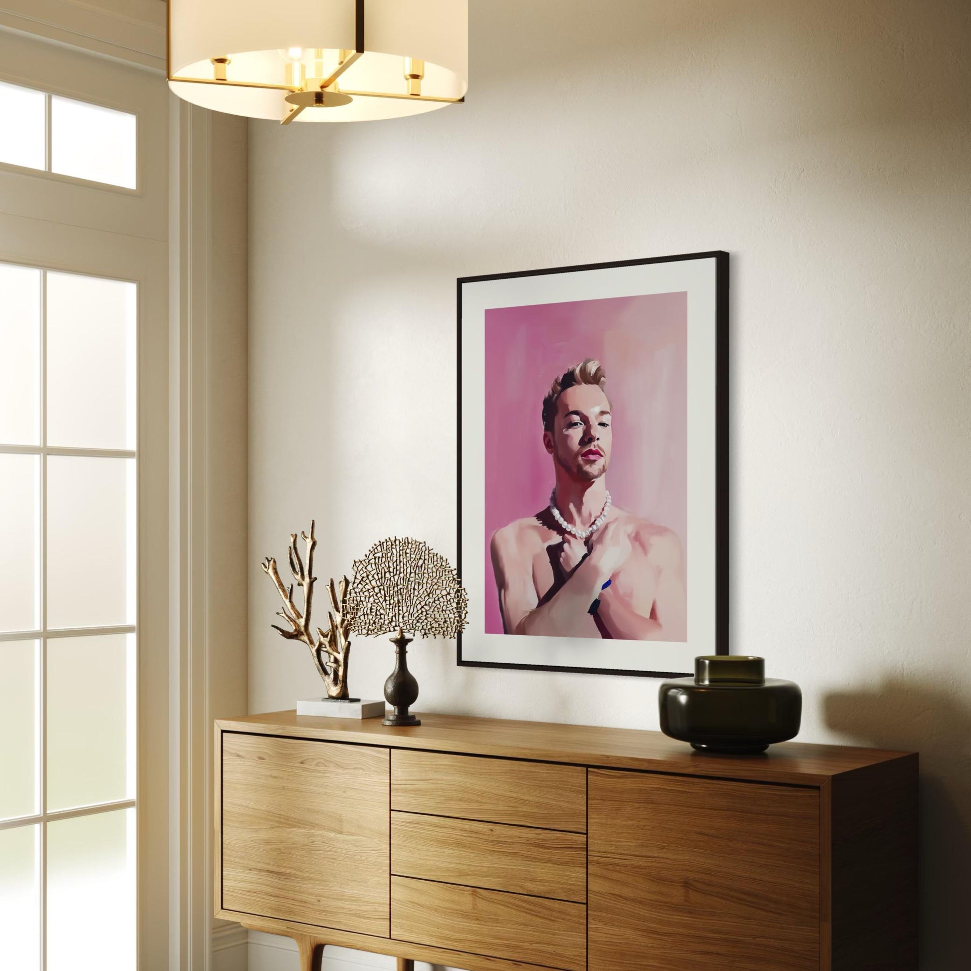 Pearl Power – Queer Oil Painting Print | LGBTQ+ Art | Elegant Gay Wall Art | Baroque Aesthetic | 200gsm Unframed Print