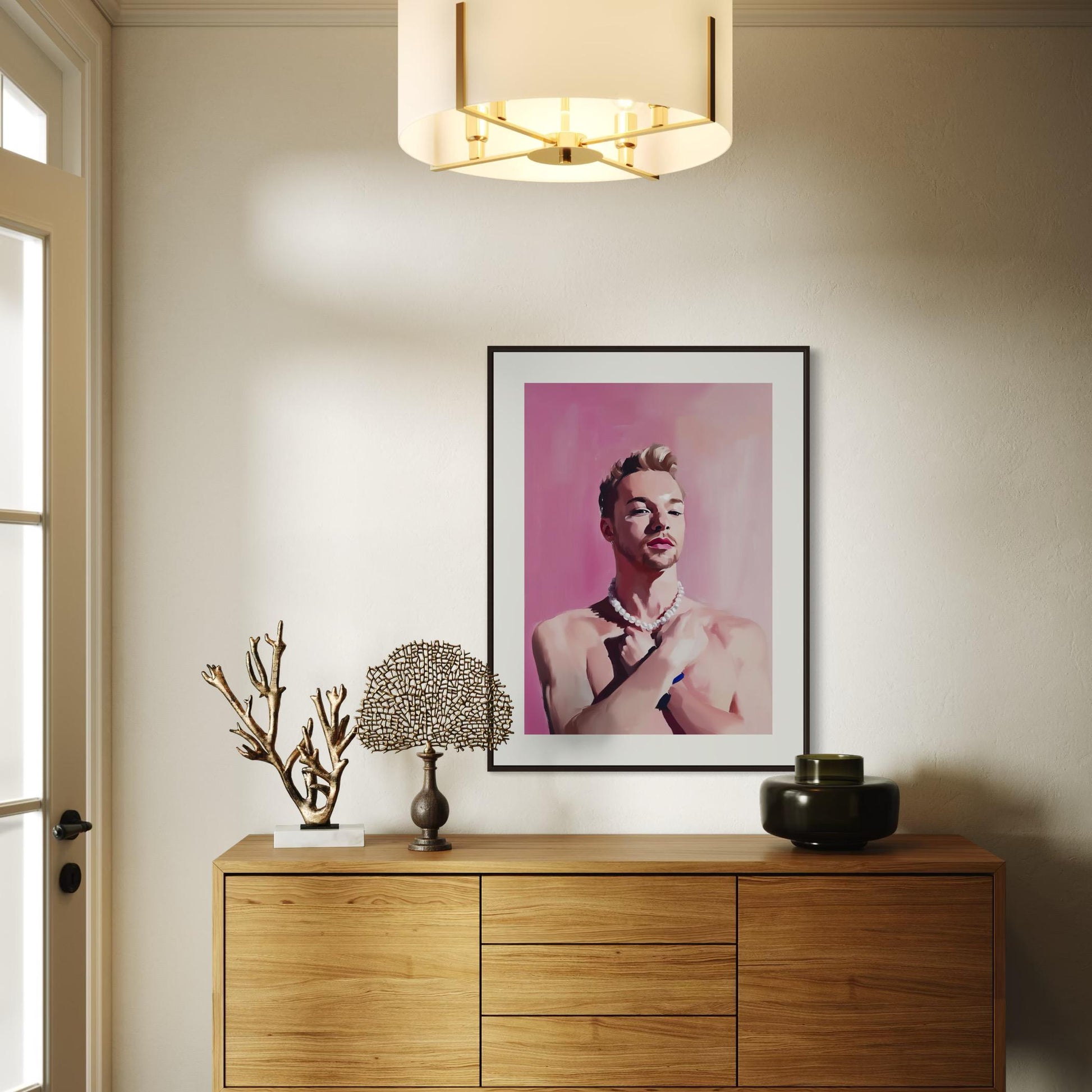 Pearl Power – Queer Oil Painting Print | LGBTQ+ Art | Elegant Gay Wall Art | Baroque Aesthetic | 200gsm Unframed Print