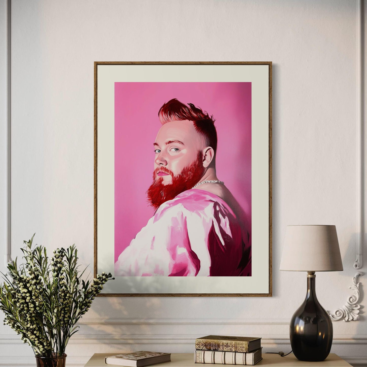 Pink Steel – Bold Queer Art Print, Campy LGBTQ+ Decor, Gay Bear Wall Art, Fierce Portrait, Pride Aesthetic, Statement Artwork