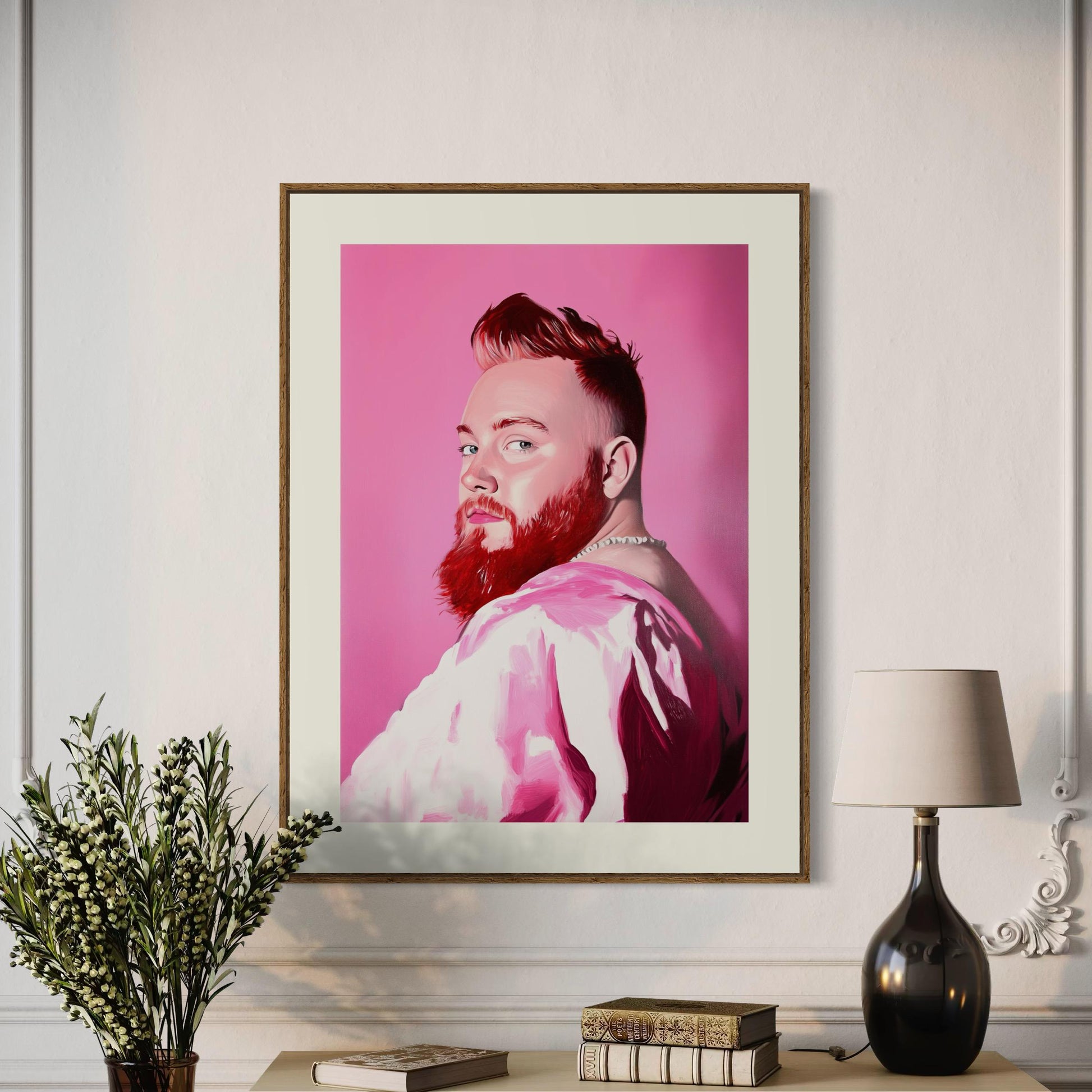 Pink Steel – Bold Queer Art Print, Campy LGBTQ+ Decor, Gay Bear Wall Art, Fierce Portrait, Pride Aesthetic, Statement Artwork