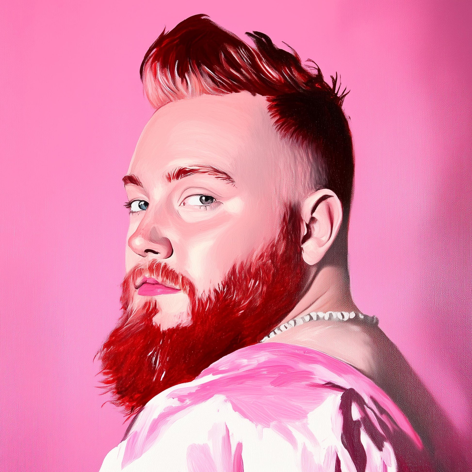 Pink Steel – Bold Queer Art Print, Campy LGBTQ+ Decor, Gay Bear Wall Art, Fierce Portrait, Pride Aesthetic, Statement Artwork