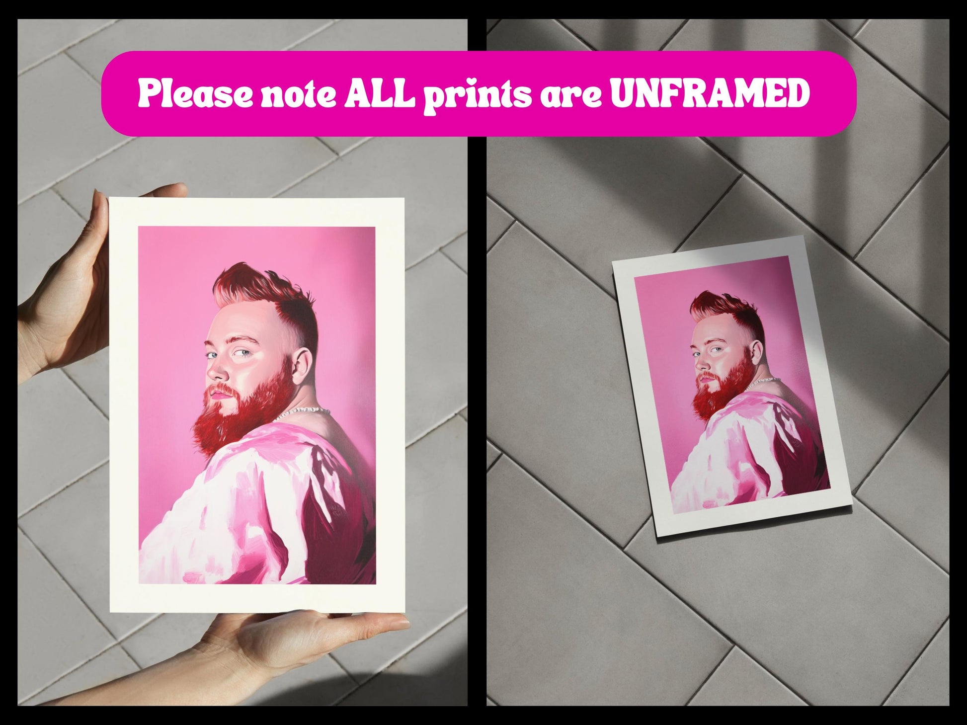 Pink Steel – Bold Queer Art Print, Campy LGBTQ+ Decor, Gay Bear Wall Art, Fierce Portrait, Pride Aesthetic, Statement Artwork