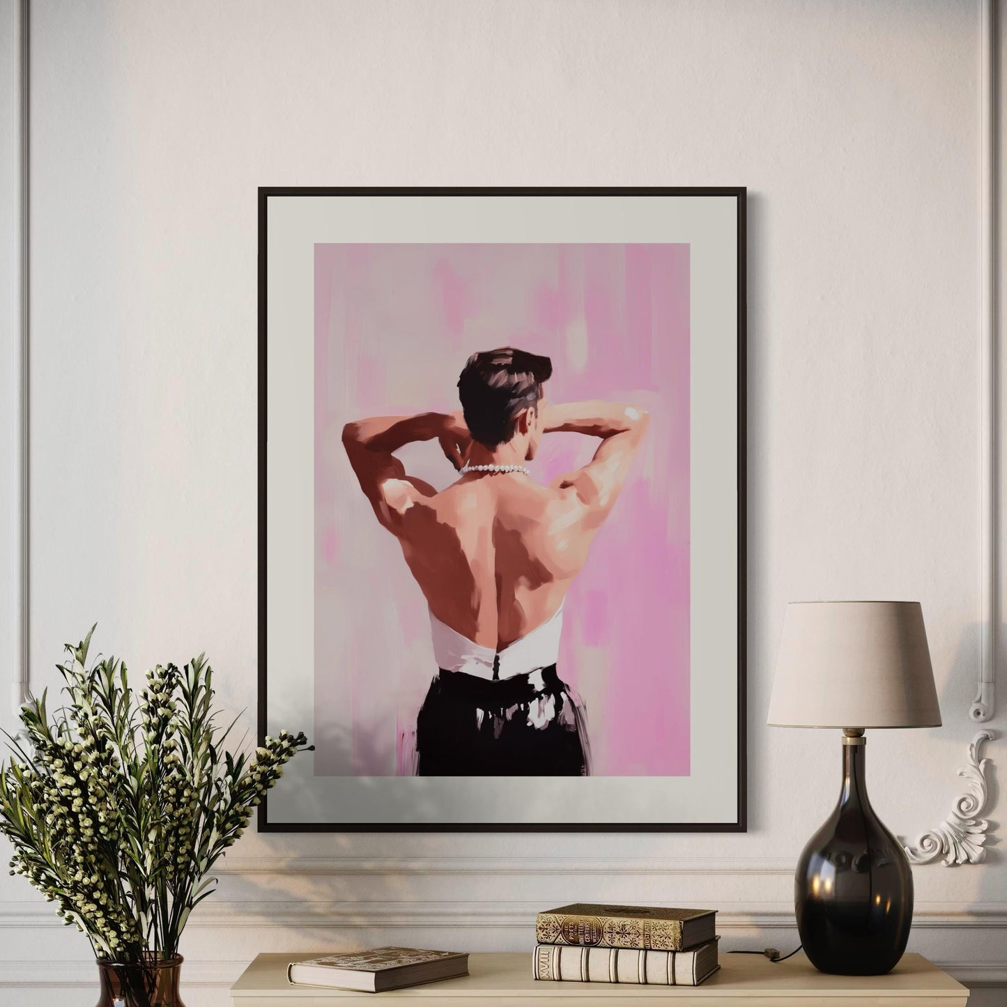 Back to Bold – Queer Oil Painting Print | Elegant LGBTQ+ Art | Gender Fluid Wall Decor | High-Fashion Aesthetic | Unframed Print