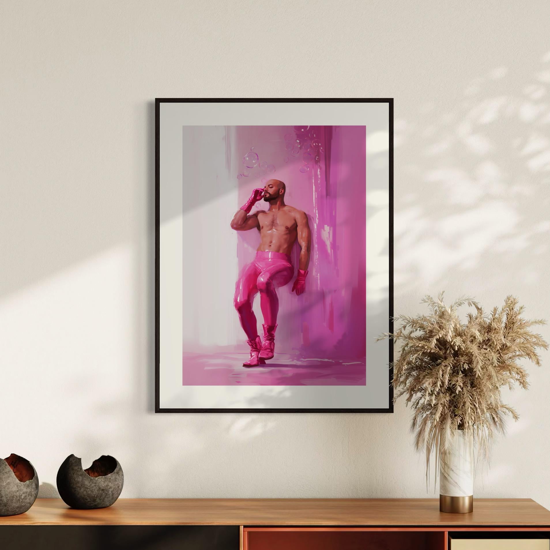 Pink Daydream Fantasy – Queer Art Print, Gay Camp Aesthetic, Playful LGBTQ+ Decor, Bubblegum Dreamscape, Queer Bold Wall Art