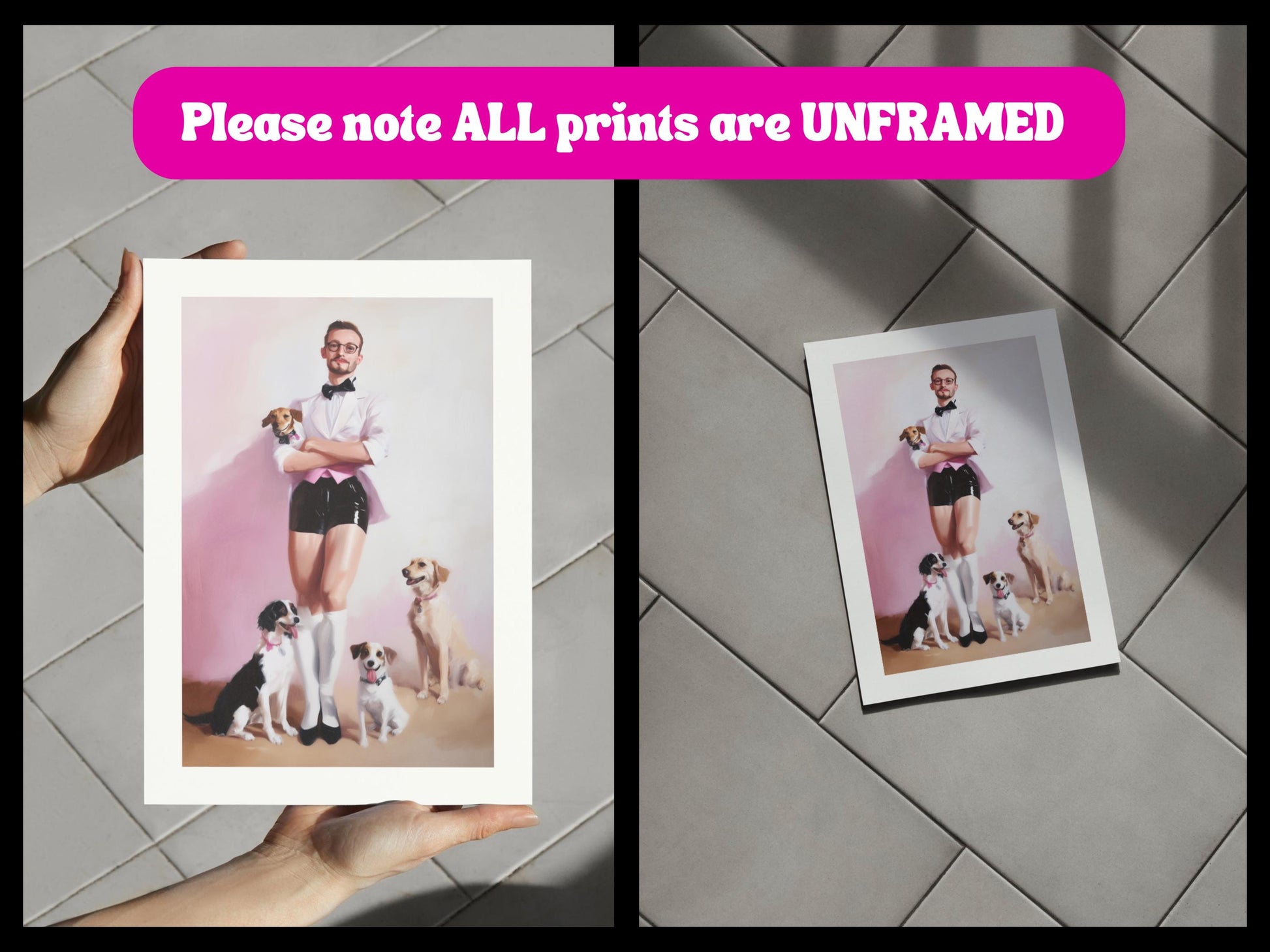 Dapper Dog Dad – Queer Oil Painting Print | Chic LGBTQ+ Wall Art | Fashionable Pet Lover Decor | High-Style & Canine Love Print