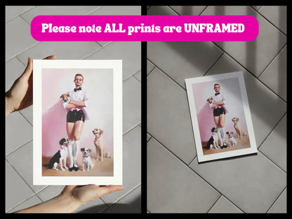 Dapper Dog Dad – Queer Oil Painting Print | Chic LGBTQ+ Wall Art | Fashionable Pet Lover Decor | High-Style & Canine Love Print