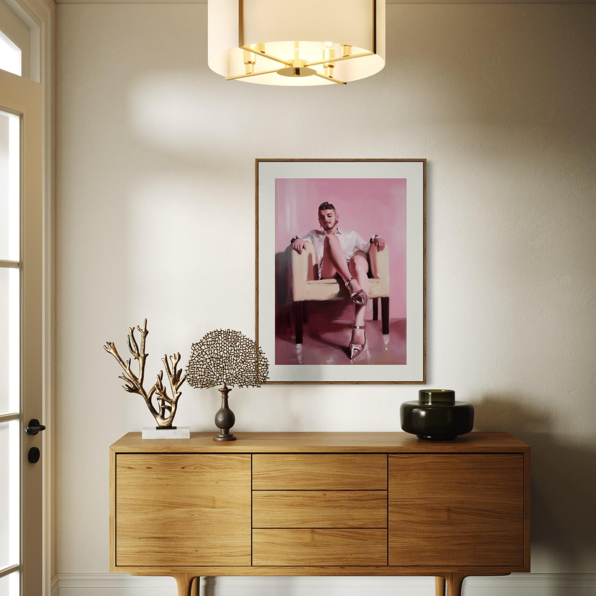 Sitting Pretty – Queer Oil Painting Print | Glamorous & Playful Art for Bold, Proud Walls | LGBTQ+ Art Print, Pink Aesthetic Decor