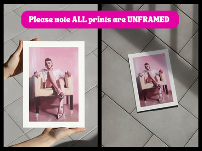 Sitting Pretty – Queer Oil Painting Print | Glamorous & Playful Art for Bold, Proud Walls | LGBTQ+ Art Print, Pink Aesthetic Decor