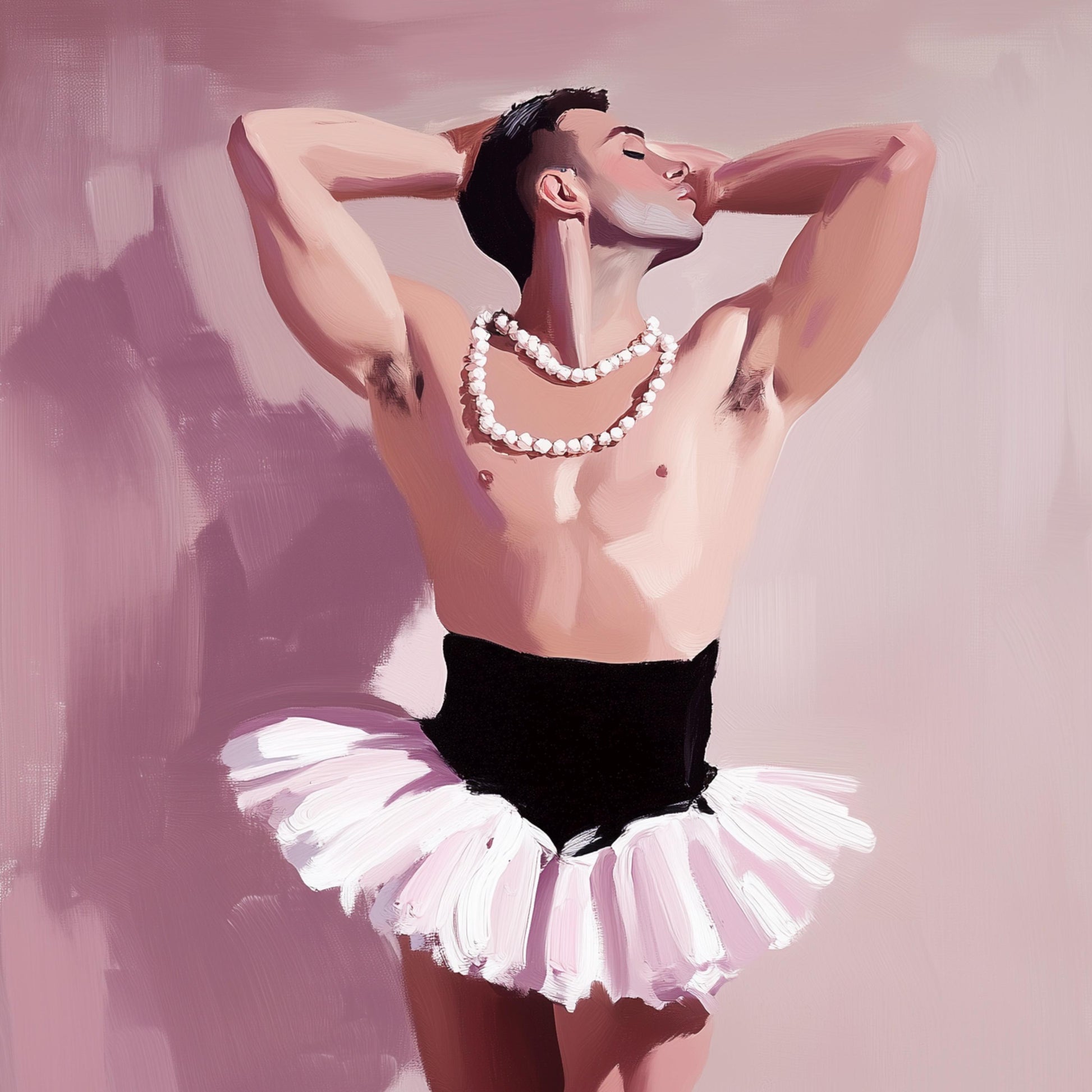 Pink Poise – Queer Ballet Oil Painting Print | Elegant & Playful Gay Art | Queer expression | Dance-Inspired Wall Decor