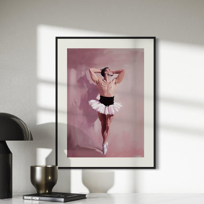 Pink Poise – Queer Ballet Oil Painting Print | Elegant & Playful Gay Art | Queer expression | Dance-Inspired Wall Decor