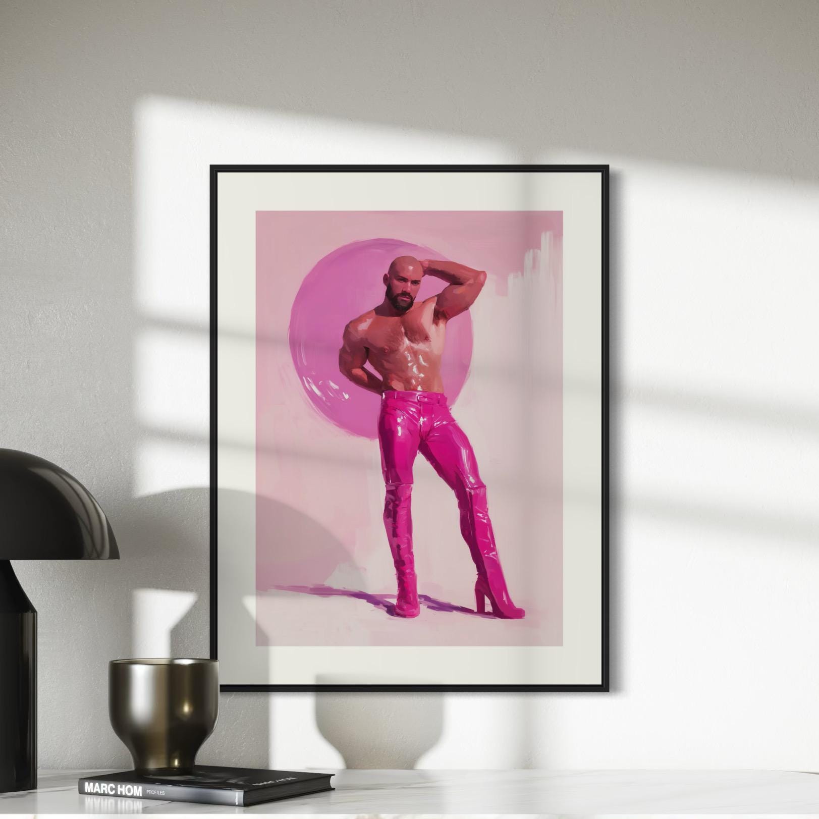Feel My Fantasy – Queer Art Print, Gay Camp Decor, Bold LGBTQ+ Wall Art, High Heel Cowboy, Pink Glam, Fierce & Fabulous Home Print