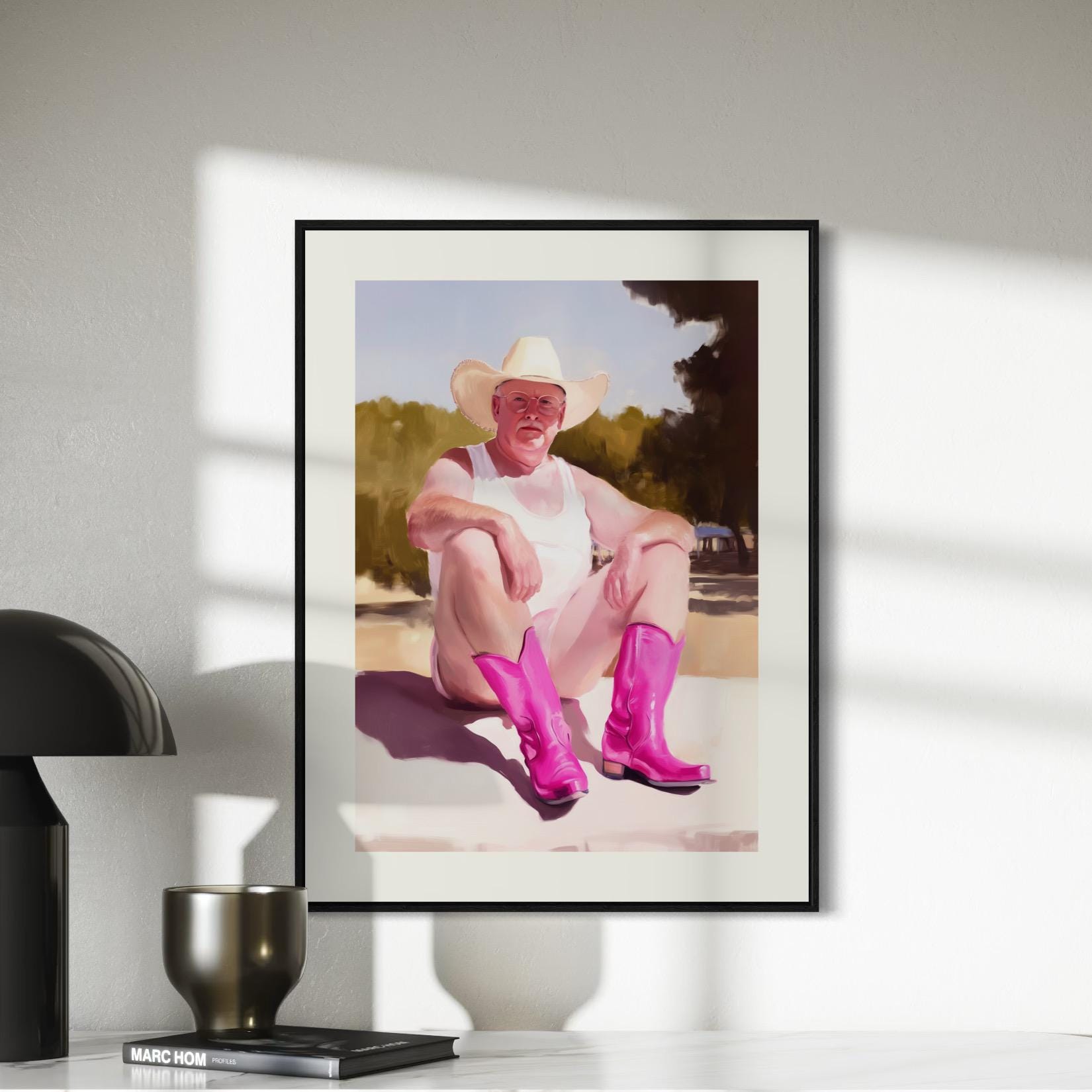 Rodeo Daddy Art Print – Queer Western Wall Art | Camp Aesthetic Decor | Fun Gay Art Poster | Masculine Femme Pride | Gift for Him
