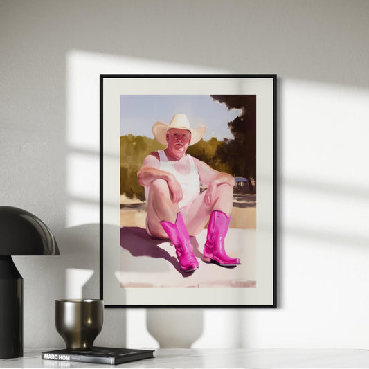 Rodeo Daddy Art Print – Queer Western Wall Art | Camp Aesthetic Decor | Fun Gay Art Poster | Masculine Femme Pride | Gift for Him