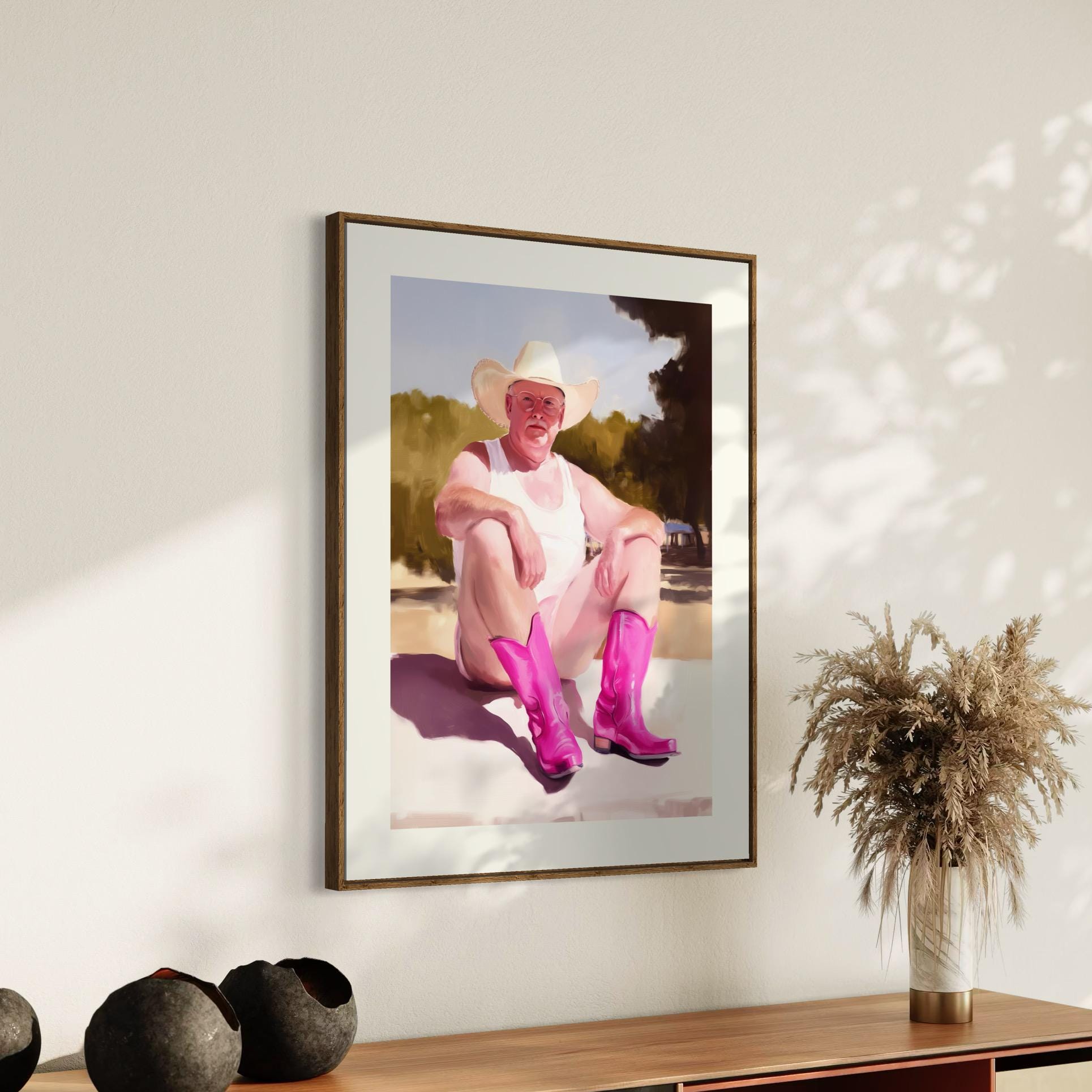 Rodeo Daddy Art Print – Queer Western Wall Art | Camp Aesthetic Decor | Fun Gay Art Poster | Masculine Femme Pride | Gift for Him