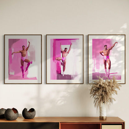 Ballerina Boys Print (2 of 3) - Queer Ballet Art, Pink Aesthetic, Gay Wall Decor, Bold Dance Illustration, LGBTQ+ Art Print