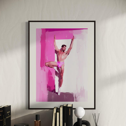 Ballerina Boys Print (2 of 3) - Queer Ballet Art, Pink Aesthetic, Gay Wall Decor, Bold Dance Illustration, LGBTQ+ Art Print
