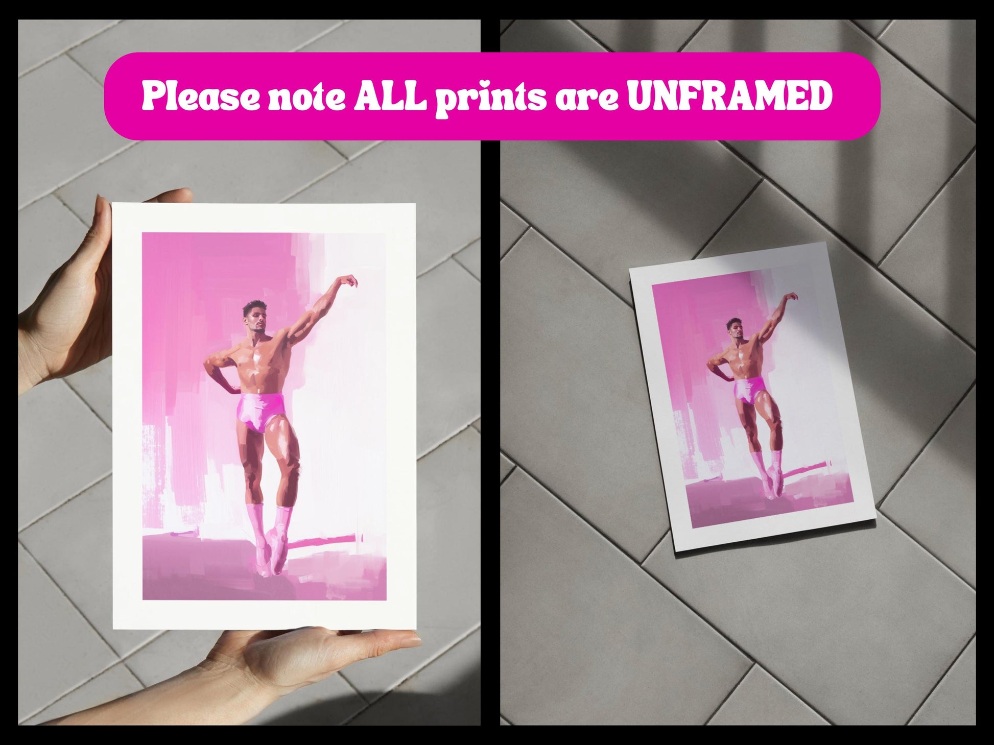 Ballerina Boys Print (3 of 3) - Queer Ballet Art, Pink Aesthetic, Gay Wall Decor, Bold Dance Illustration, LGBTQ+ Art Print