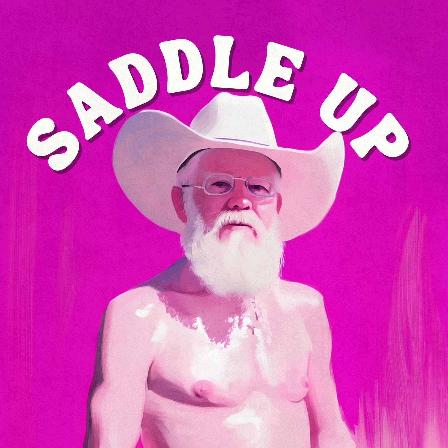 Saddle Up - Pink Cowboy Art Print, Western Daddy Decor, Queer Rodeo Aesthetic, Country Home Wall Art, Funny Gay Art Print