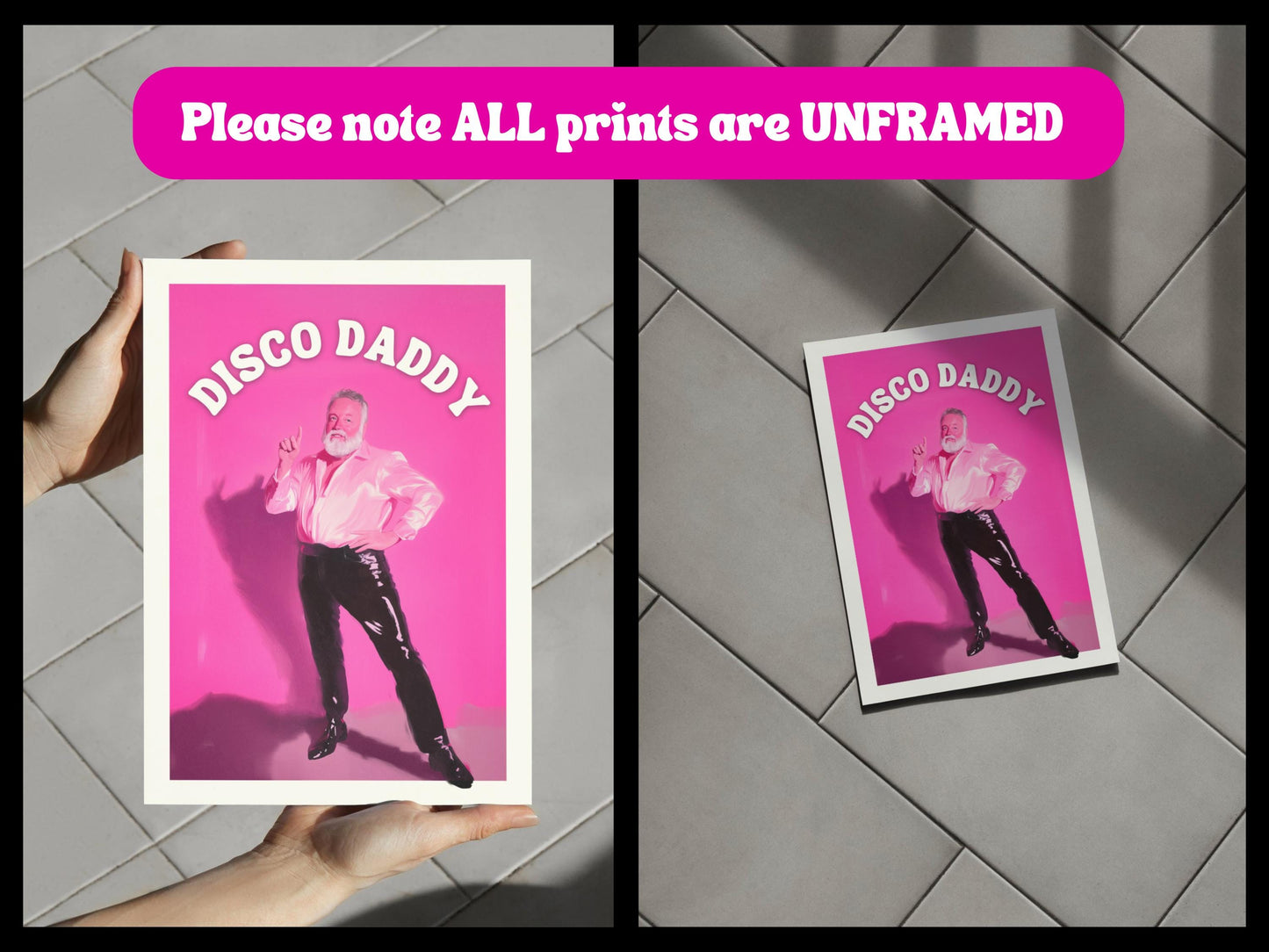 Disco Daddy – Retro Gay Art Print, Campy Wall Decor, Queer Aesthetic, LGBTQ+ Poster, Funky Home Art, Pink 70s Inspired Artwork