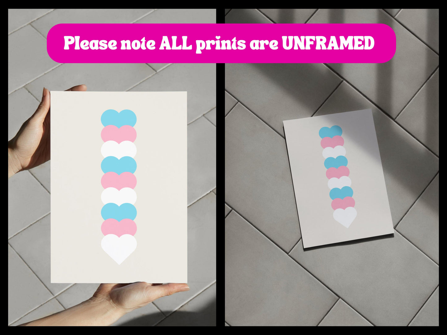Trans Flag Art Print, Trans Pride Wall Art, LGBTQ+ Decor, Transgender Pride Poster, Minimalist Trans Flag Print
