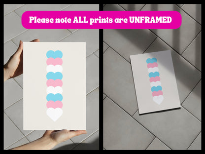 Trans Flag Art Print, Trans Pride Wall Art, LGBTQ+ Decor, Transgender Pride Poster, Minimalist Trans Flag Print