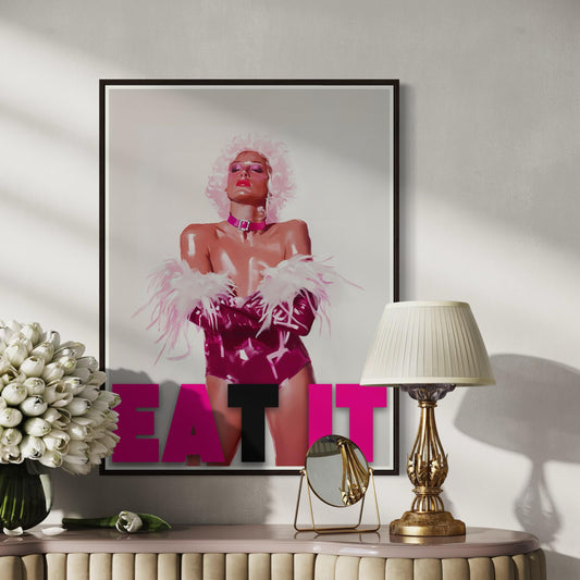 EAT IT Queer Art Print | Bold Campy Wall Art | Drag Queen Decor | LGBTQ+ Poster | Premium Unframed Oil Painting Print