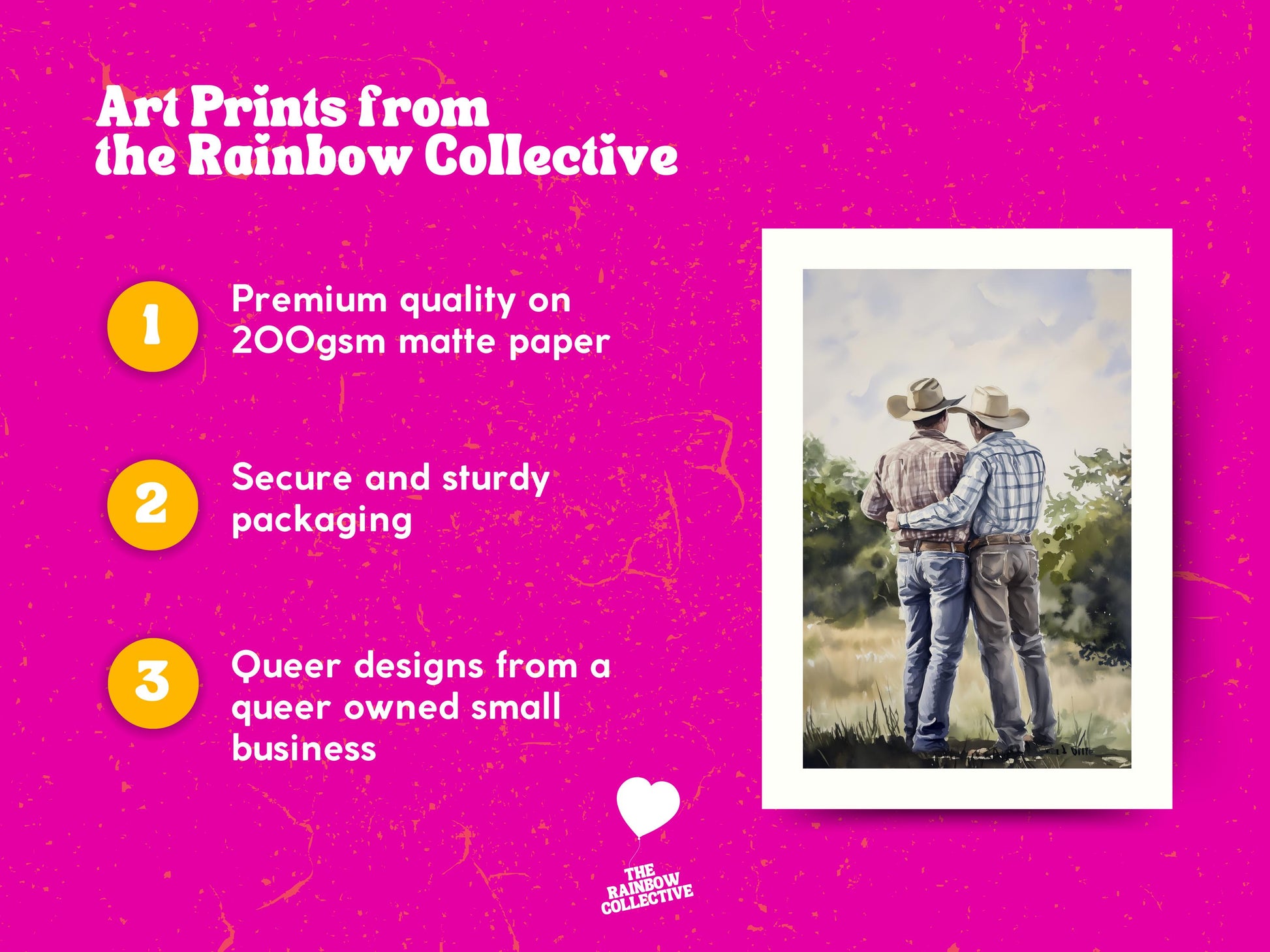 Side by Side Cowboy Gay Art Print – Romantic Western LGBTQ Wall Art, Rustic Country Decor, Gay Couple Love Painting, Queer Lovers Print