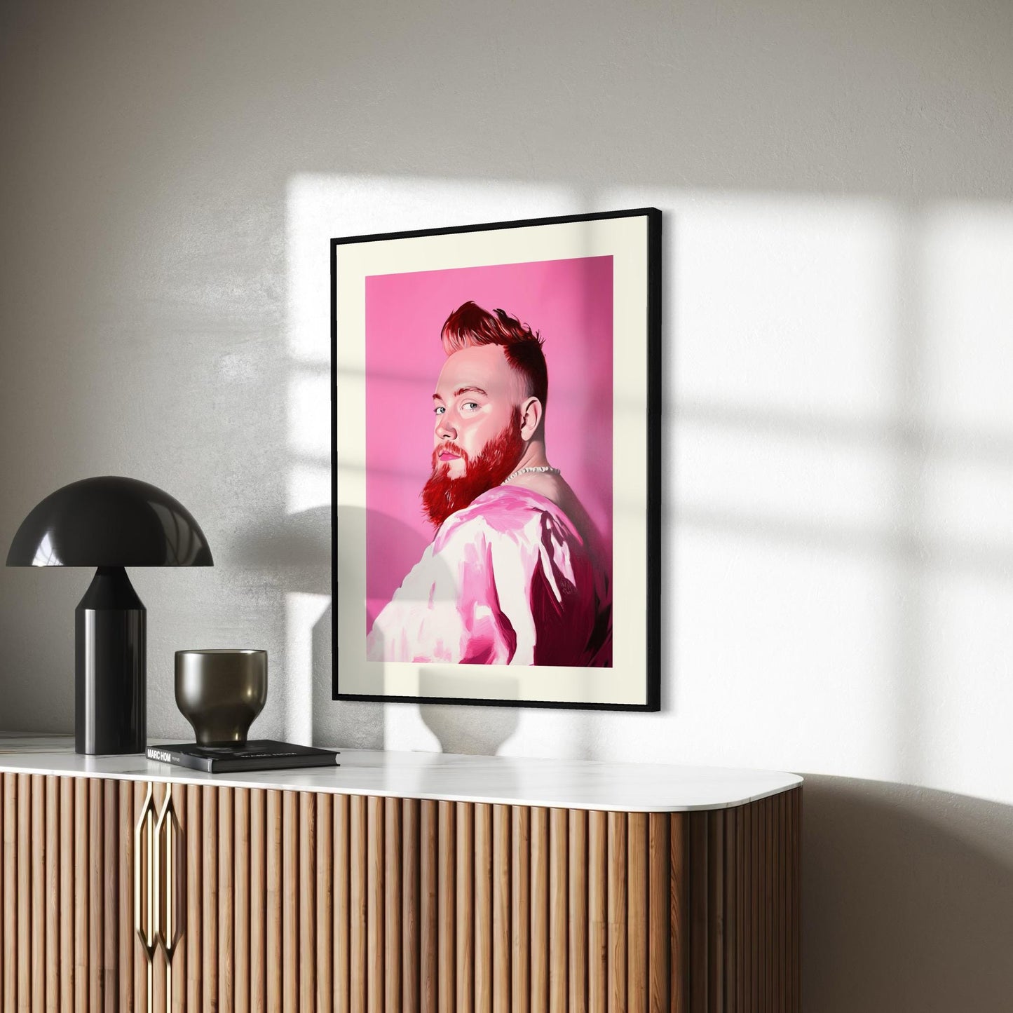 Pink Steel – Bold Queer Art Print, Campy LGBTQ+ Decor, Gay Bear Wall Art, Fierce Portrait, Pride Aesthetic, Statement Artwork