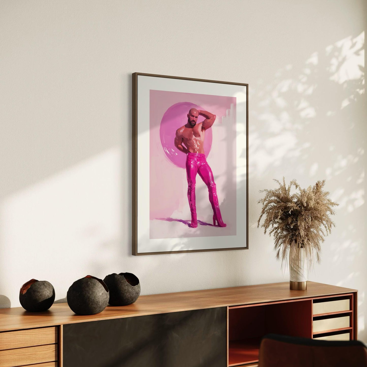 Feel My Fantasy – Queer Art Print, Gay Camp Decor, Bold LGBTQ+ Wall Art, High Heel Cowboy, Pink Glam, Fierce & Fabulous Home Print