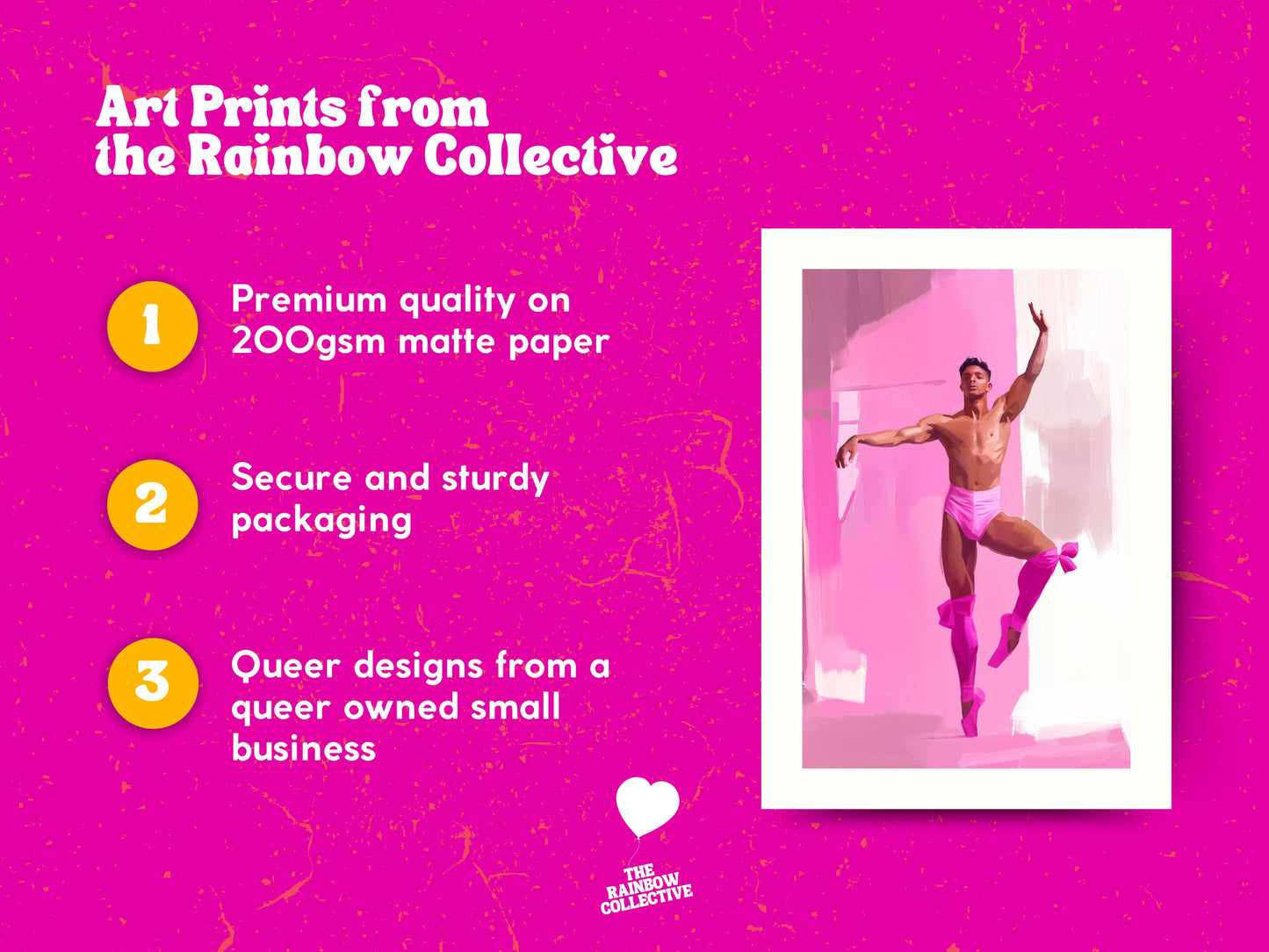 Ballerina Boys Print (1 of 3) - Queer Ballet Art, Pink Aesthetic, Gay Wall Decor, Bold Dance Illustration, LGBTQ+ Art Print