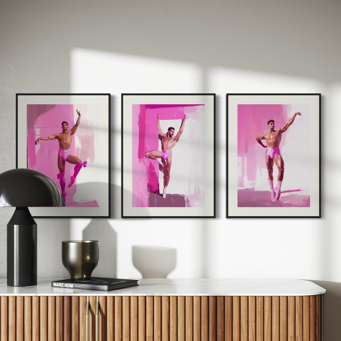 Ballerina Boys Print (2 of 3) - Queer Ballet Art, Pink Aesthetic, Gay Wall Decor, Bold Dance Illustration, LGBTQ+ Art Print