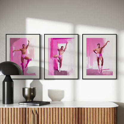 Ballerina Boys Print (2 of 3) - Queer Ballet Art, Pink Aesthetic, Gay Wall Decor, Bold Dance Illustration, LGBTQ+ Art Print