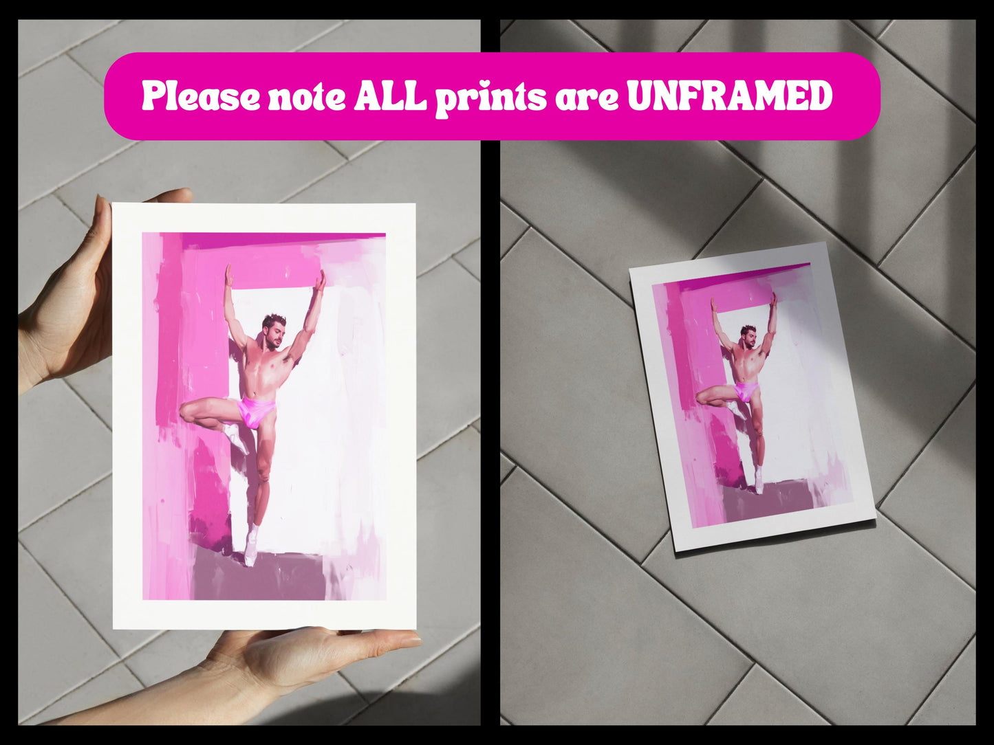 Ballerina Boys Print (2 of 3) - Queer Ballet Art, Pink Aesthetic, Gay Wall Decor, Bold Dance Illustration, LGBTQ+ Art Print