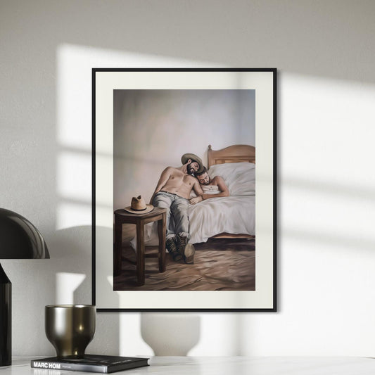 Siesta, Cowboy Style LGBTQ Wall Art | Gay Cowboy Watercolour Print | Queer Bedroom Print – Unframed Matte Intimate Country Art