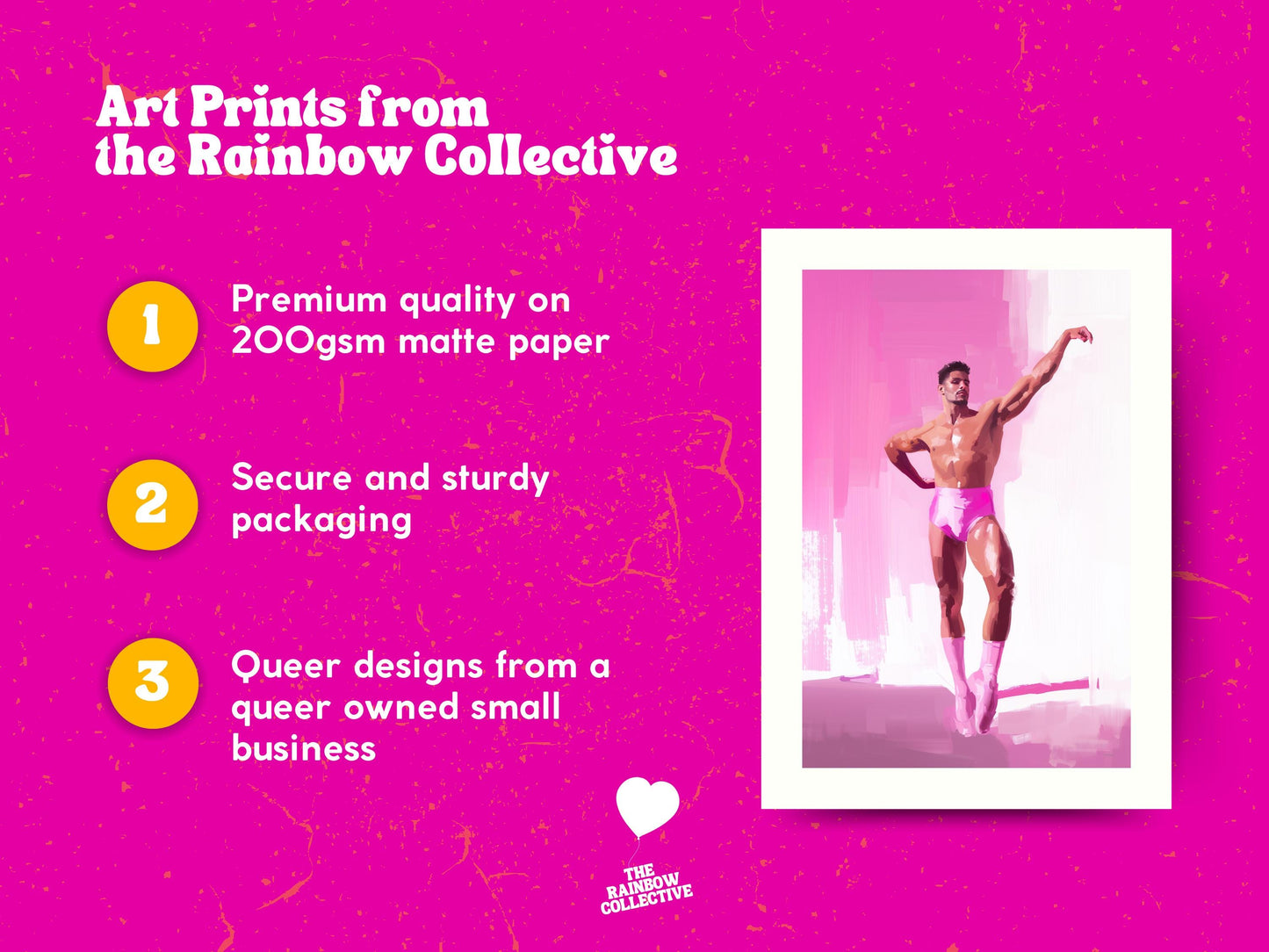 Ballerina Boys Print (3 of 3) - Queer Ballet Art, Pink Aesthetic, Gay Wall Decor, Bold Dance Illustration, LGBTQ+ Art Print