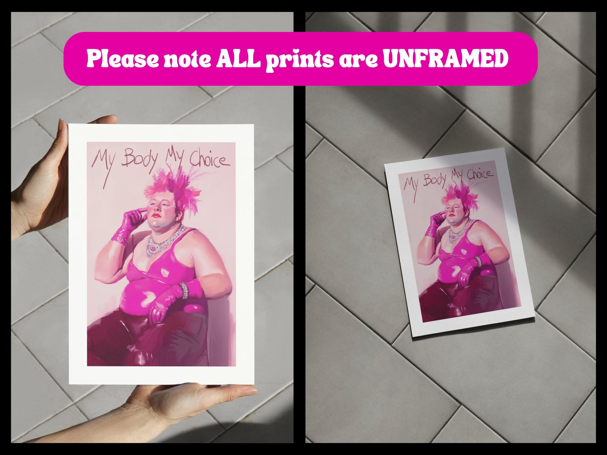 Unbinary Power – Queer Art Print Celebrating Trans & Non-Binary Pride | My Body My Choice Wall Art – Unframed Matte LGBTQ Print