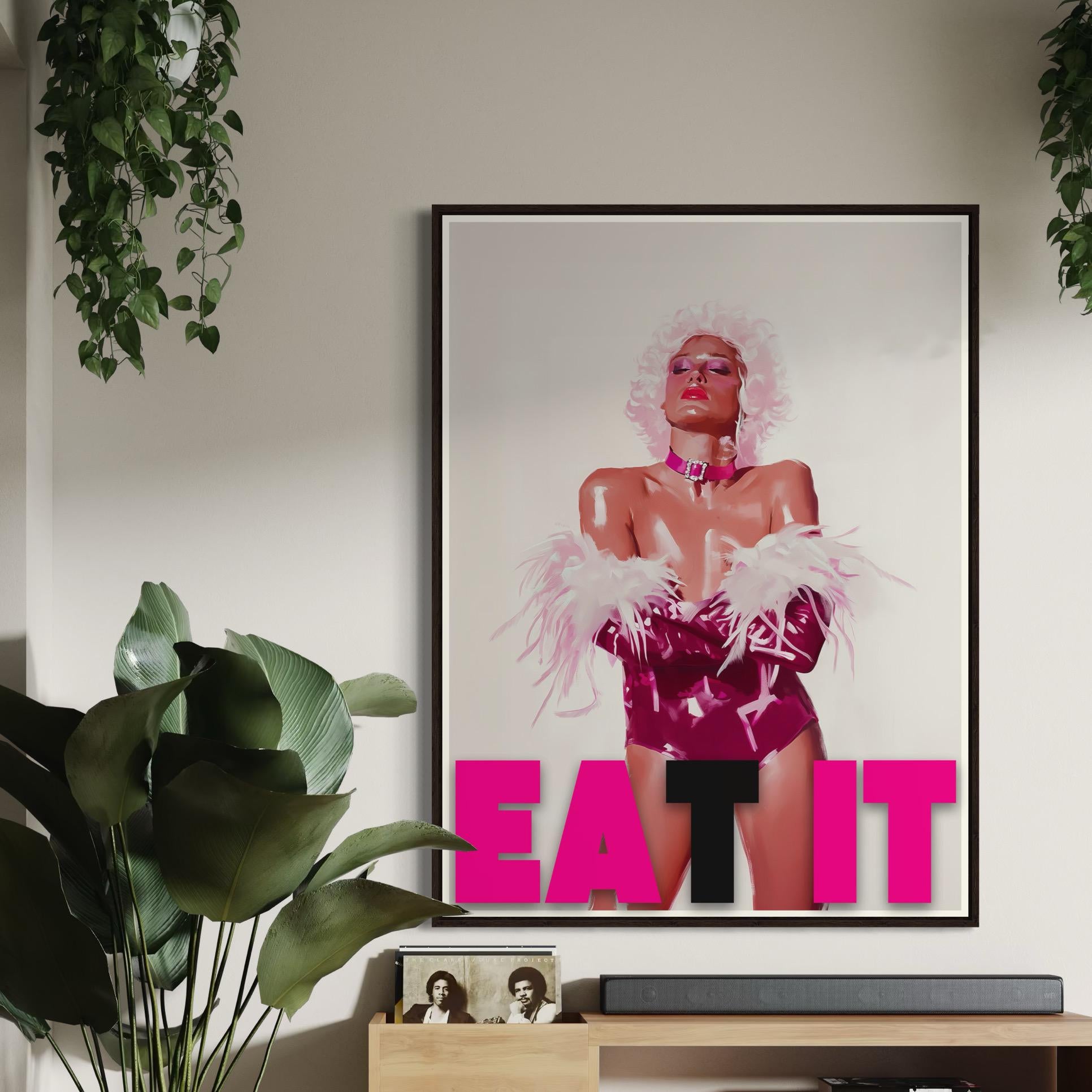 EAT IT Queer Art Print | Bold Campy Wall Art | Drag Queen Decor | LGBTQ+ Poster | Premium Unframed Oil Painting Print