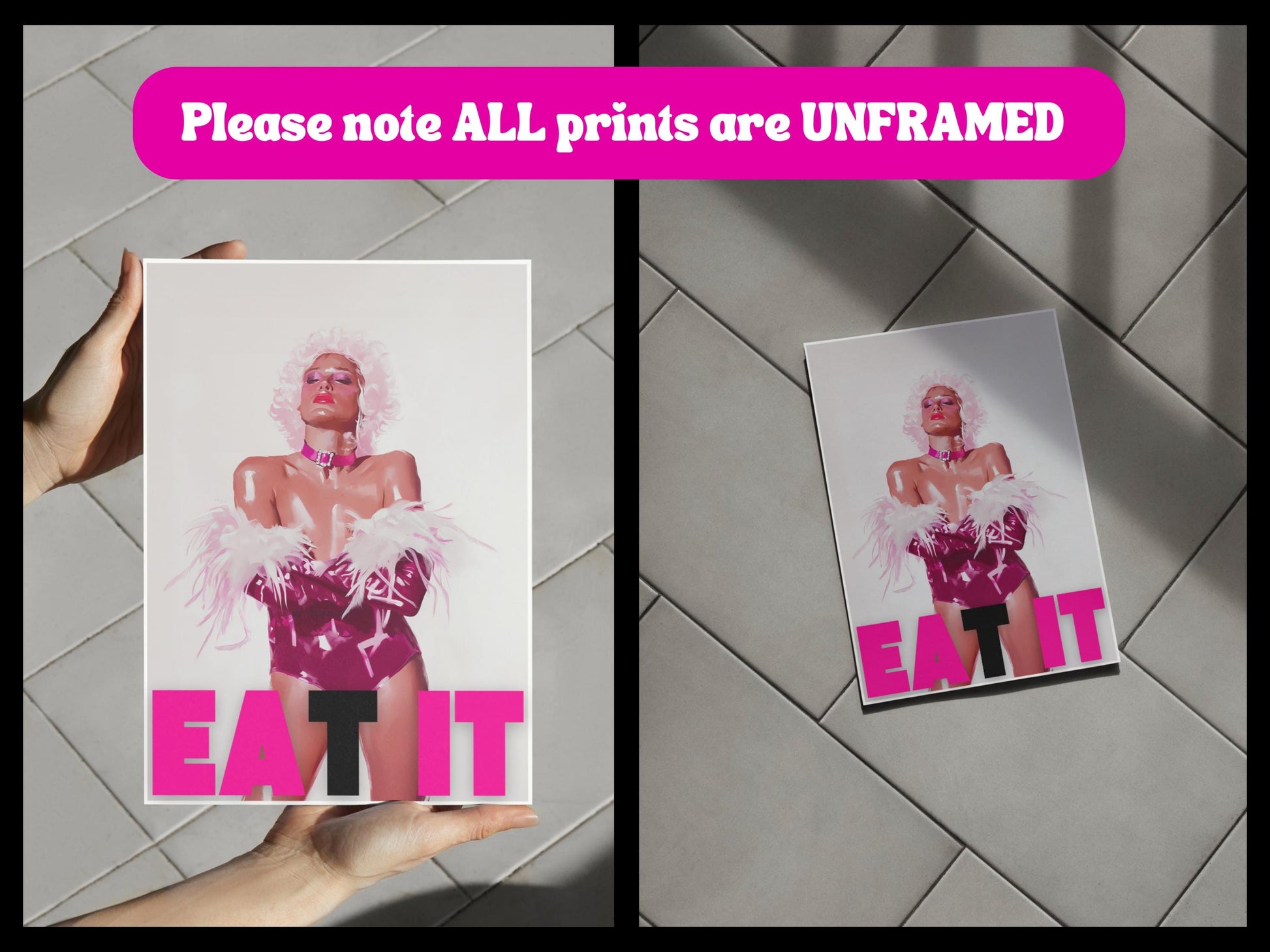 EAT IT Queer Art Print | Bold Campy Wall Art | Drag Queen Decor | LGBTQ+ Poster | Premium Unframed Oil Painting Print