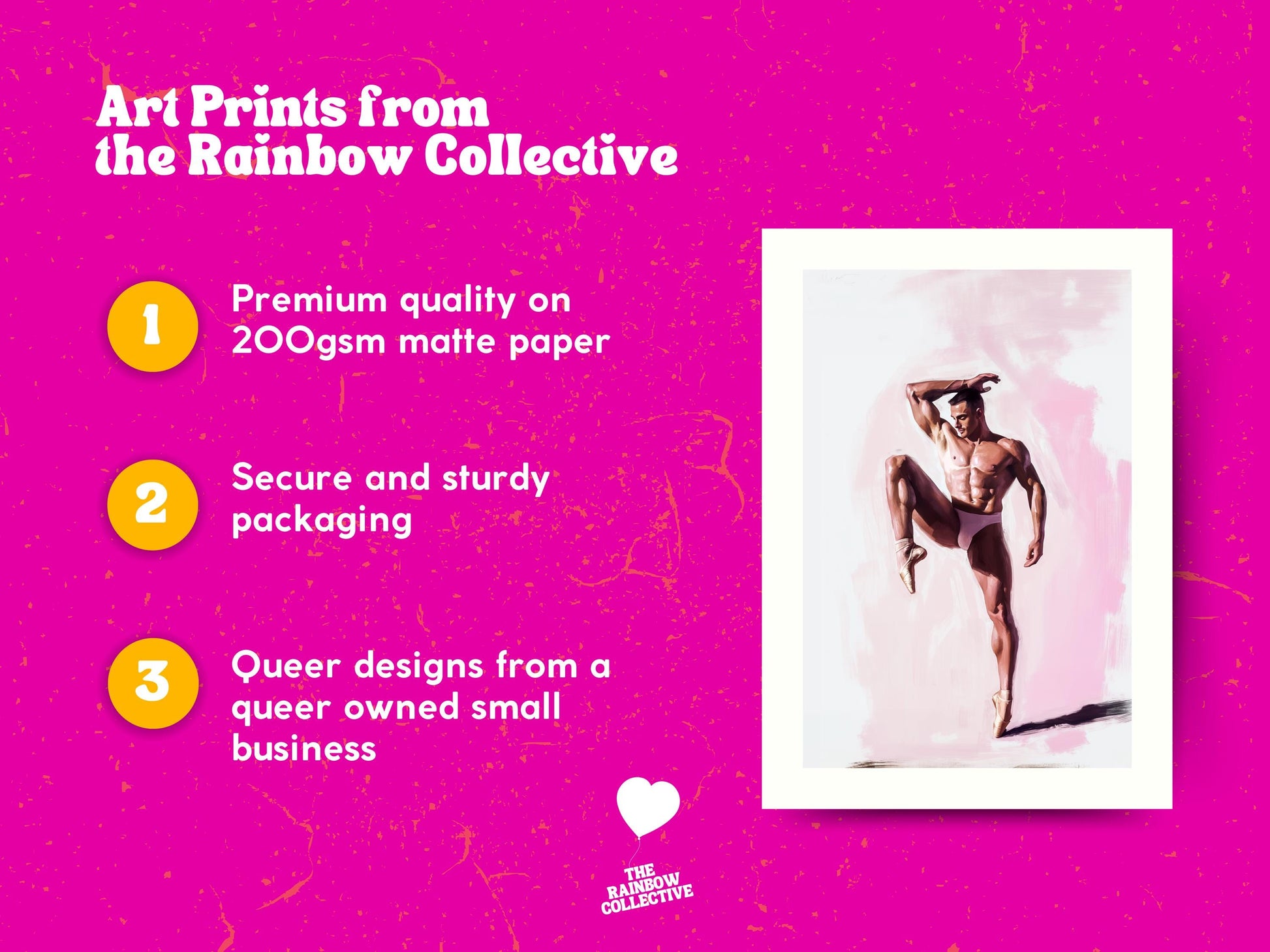 Strike a Pose (1 of 2) – Queer Ballet Wall Art Print | Gay Dancer Poster in Pink | LGBTQ+ Art – Unframed Matte Print