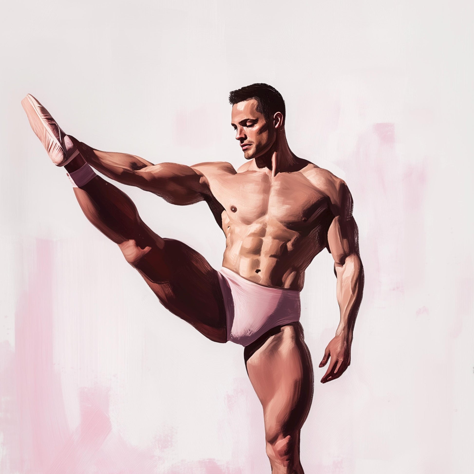 Strike a Pose (2 of 2) – Queer Ballet Wall Art Print | Gay Dancer Poster in Pink