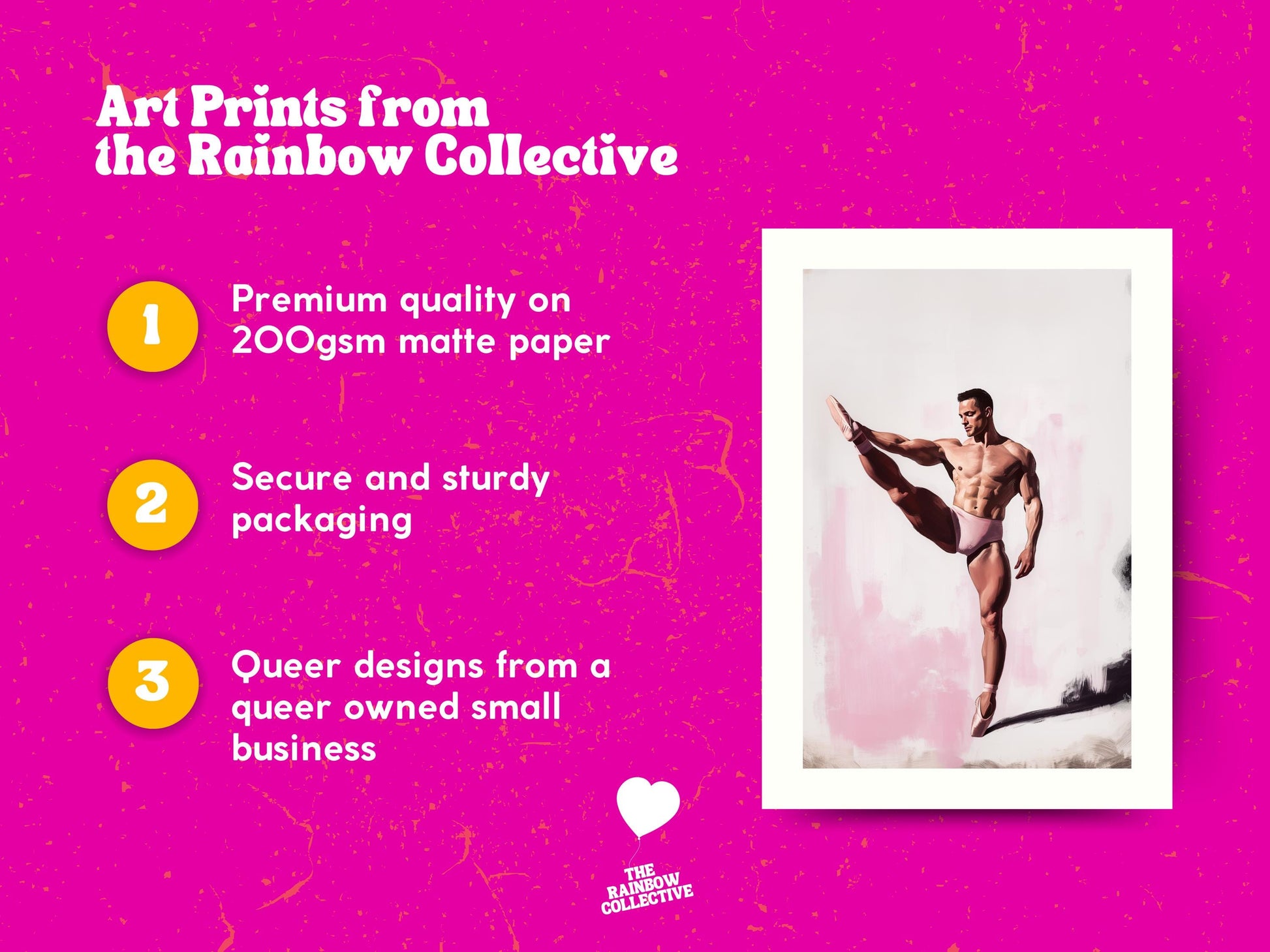 Strike a Pose (2 of 2) – Queer Ballet Wall Art Print | Gay Dancer Poster in Pink