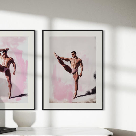 Strike a Pose (2 of 2) – Queer Ballet Wall Art Print | Gay Dancer Poster in Pink