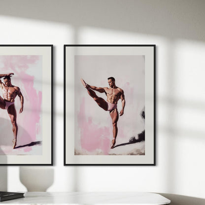 Strike a Pose (2 of 2) – Queer Ballet Wall Art Print | Gay Dancer Poster in Pink