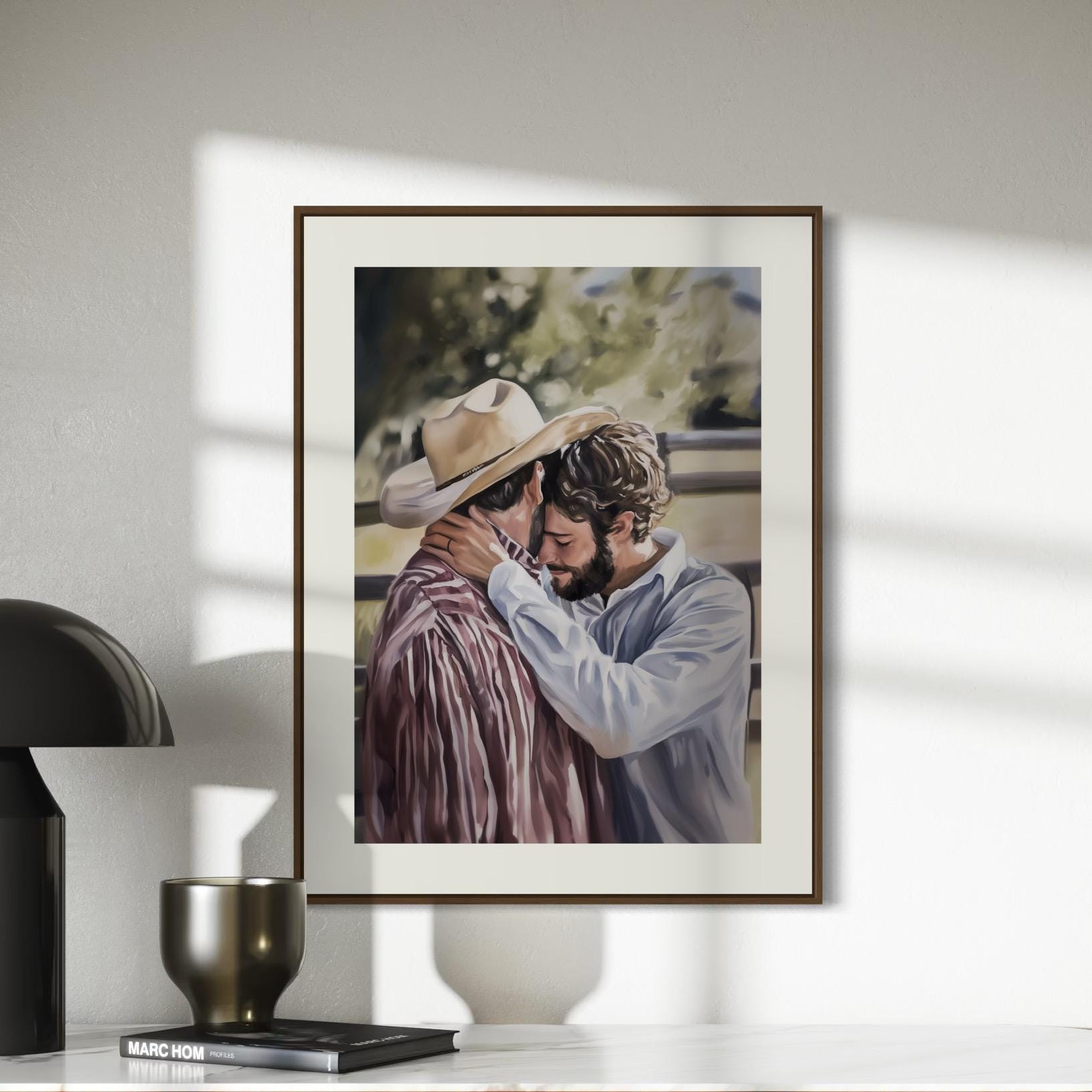Where Cowboys Cry Softly – Queer Cowboy Watercolour Print | Gay Romance Art | Emotional LGBTQ+ Decor | Unframed Aesthetic Wall Print