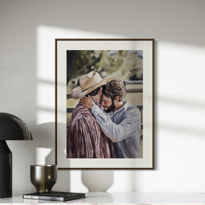 Where Cowboys Cry Softly – Queer Cowboy Watercolour Print | Gay Romance Art | Emotional LGBTQ+ Decor | Unframed Aesthetic Wall Print